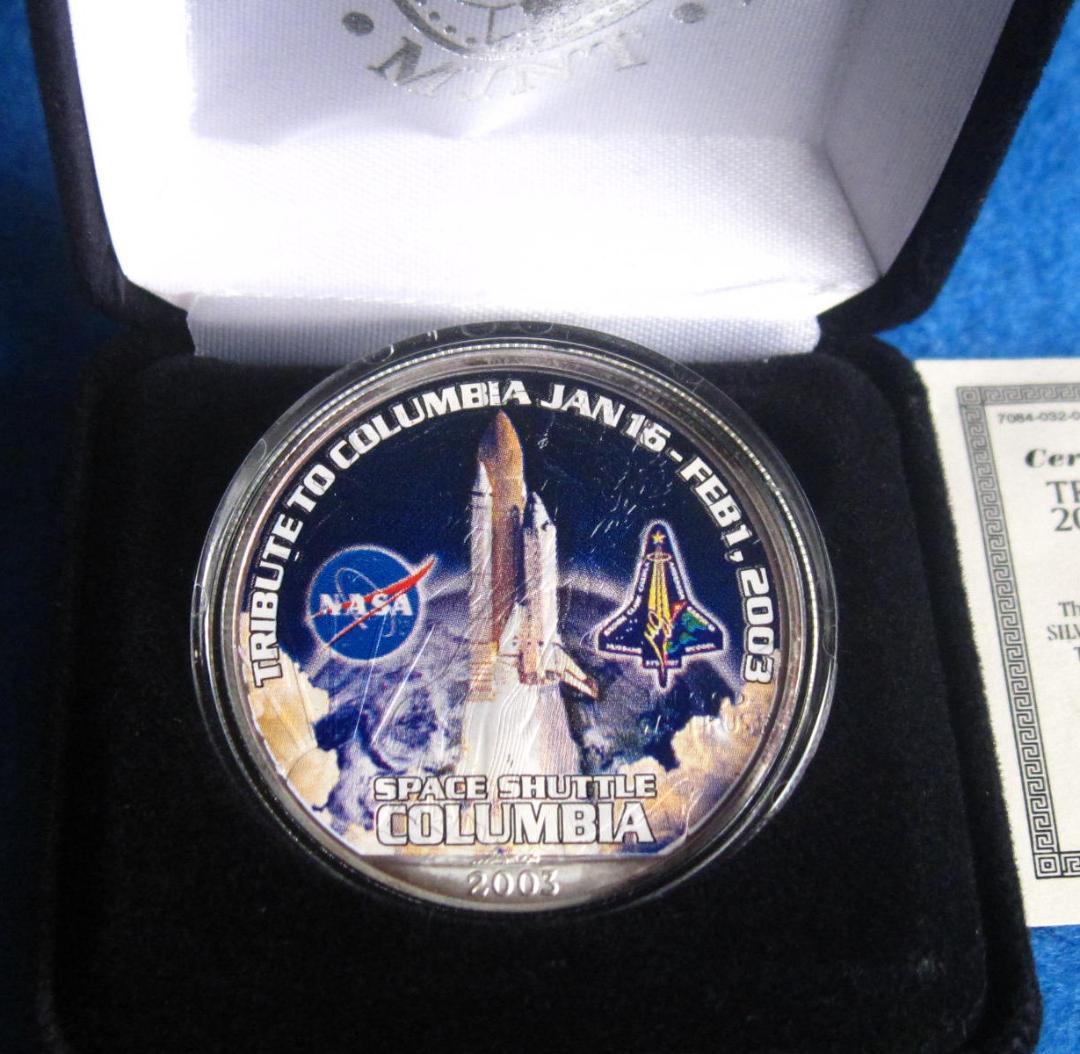 ２００３年　カラー　アメリカンシルバーイーグル　１オンス１ドル銀貨　コロンビア号