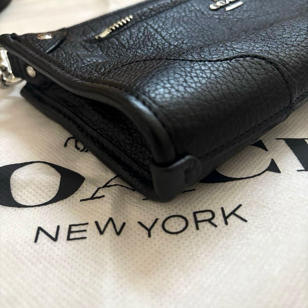 美品✨ コーチ ショルダーバッグ チェーン レザー ブラック ミニ クラッチ