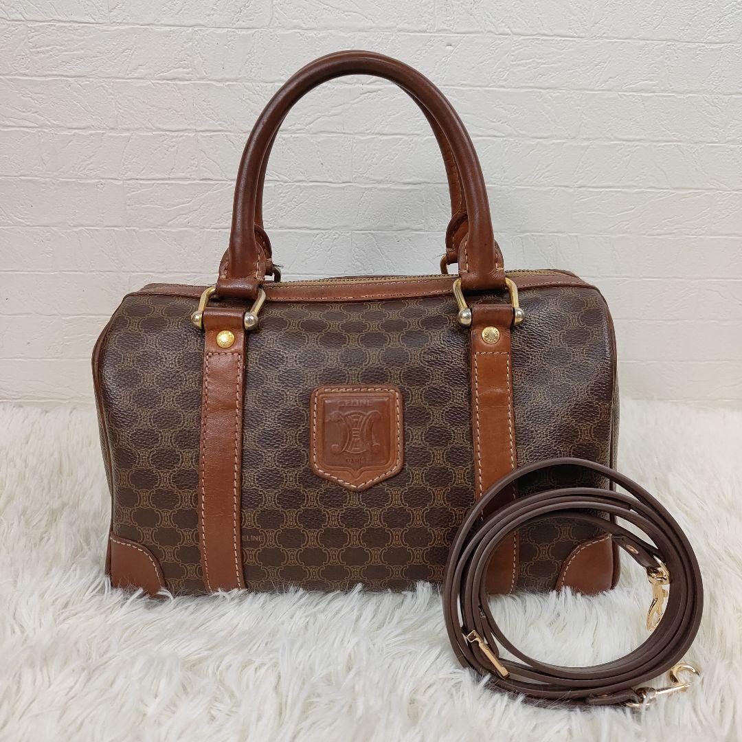 CELINE　ミニボストン　マカダム トリオンフ 2way　PVC　レザー