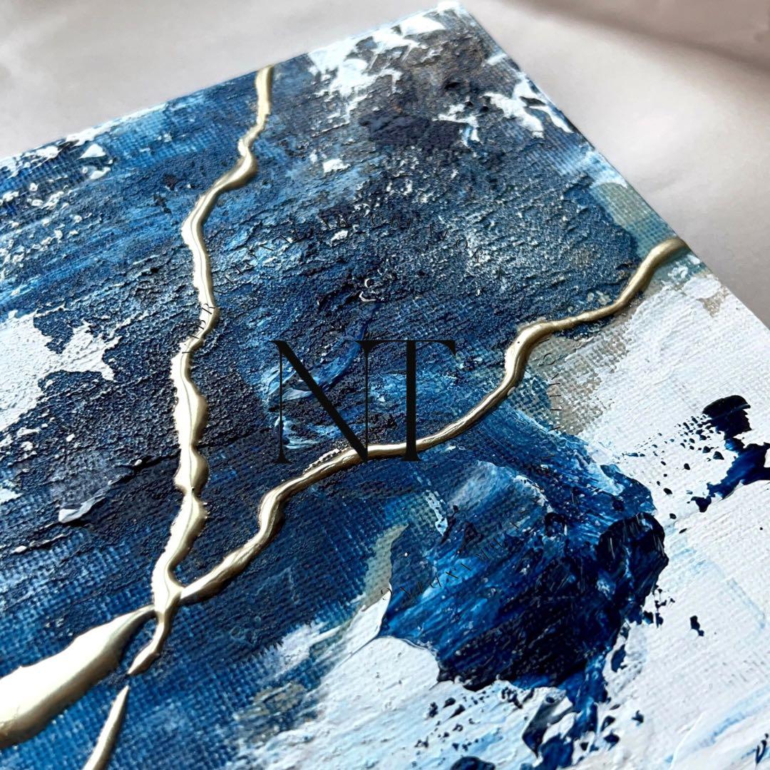 アート　絵画　インテリア　抽象画　テクスチャー　ホテル　青　海　ブルー　ギフト