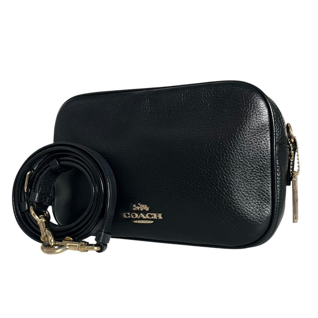 極美品　コーチ　ジェス　2層　ショルダーバッグ　レザー　シボ革　斜め掛　ブラック