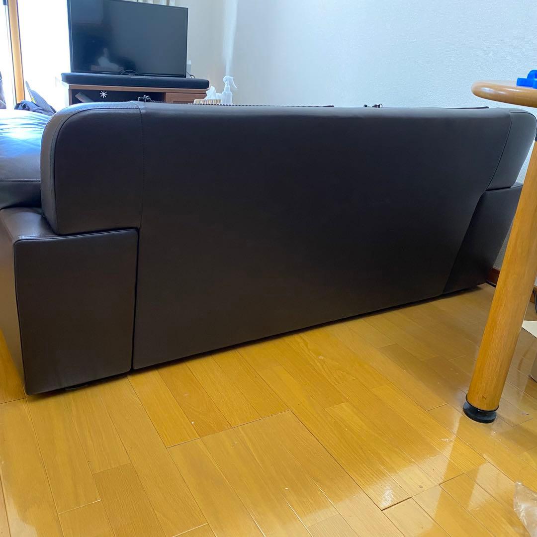 【美品】ニトリ 2人掛け 本革ワイドソファ