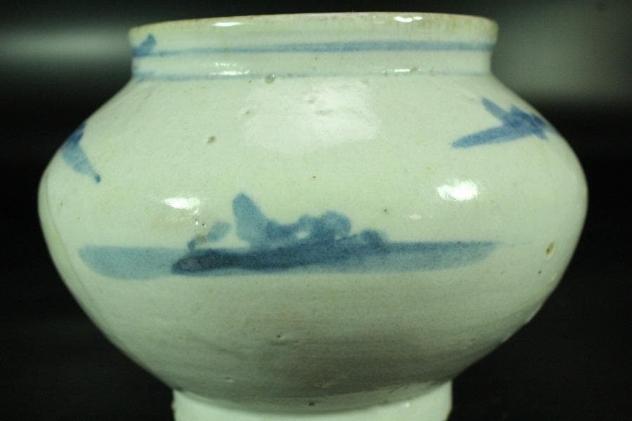 古美術 李朝 染付 壷(K-A636)