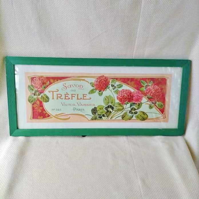 Thomas Cathey アートフレーム パリ サボンパッケージ額絵クローバー