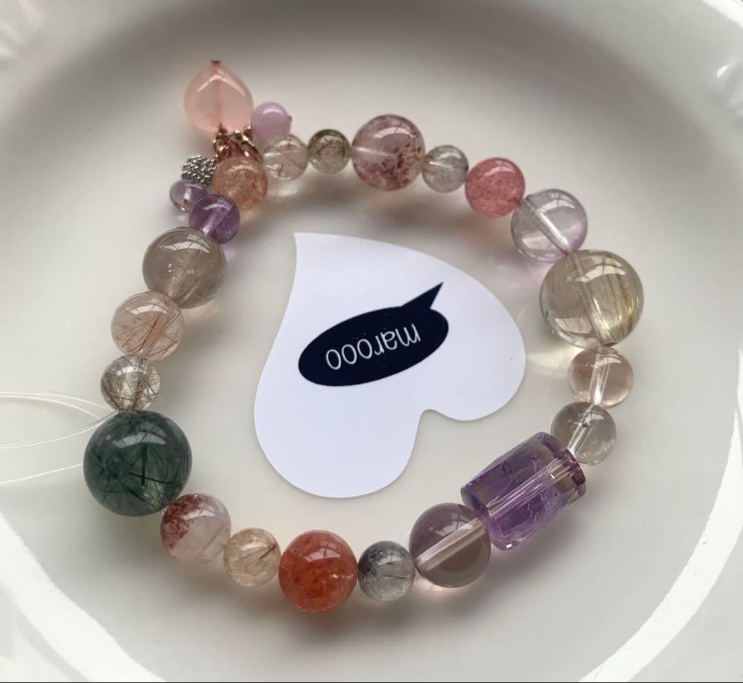 オーダー天然石ブレスレットmumuゴールドルチルスーパーセブンアメトリン