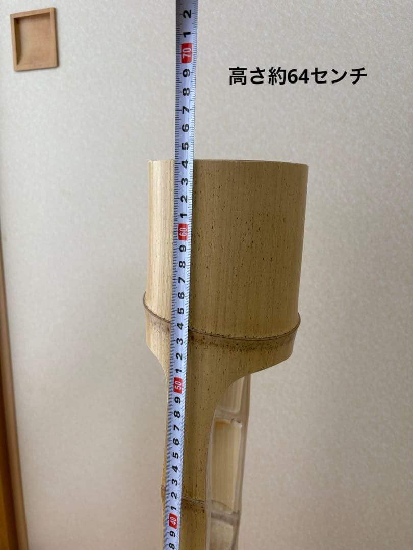 66 お正月セール　美品　根付き　二重切り　二重切　 生け花　竹花入れ　華道具