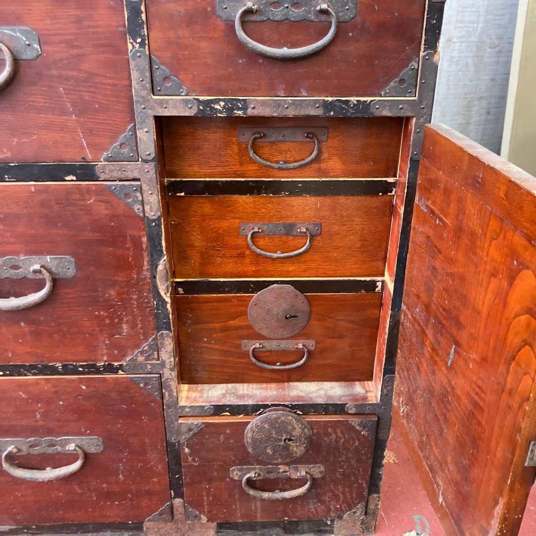 昭和レトロ 古家具 仙台箪笥 4段9杯 引き出し箪笥 和箪笥 ビンテージ 骨董