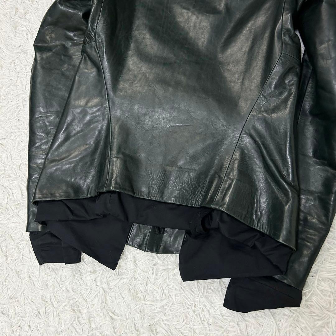 J1 Boris Bidjan Saberi カーフレザー ライダース グリーン
