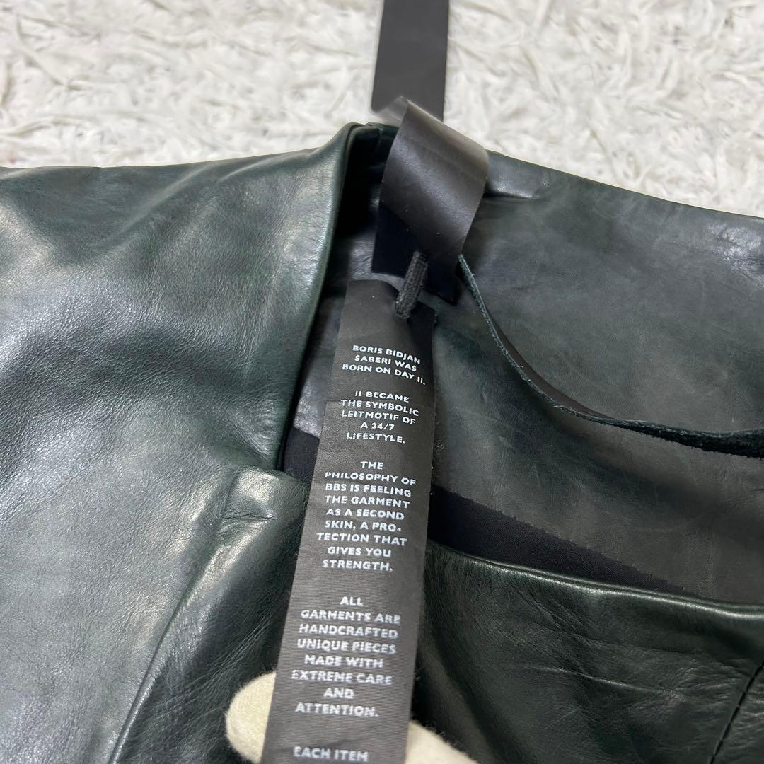 J1 Boris Bidjan Saberi カーフレザー ライダース グリーン