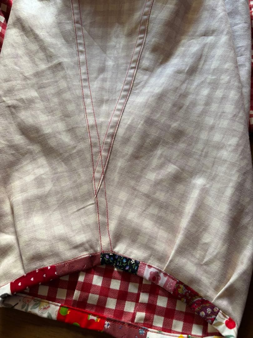 ちくちくもんぺパンツ パッチワーク ギンガムチェック赤