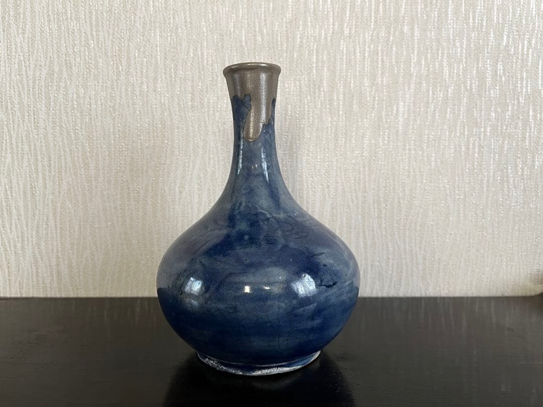 李朝　瑠璃釉　徳利　金継ぎ