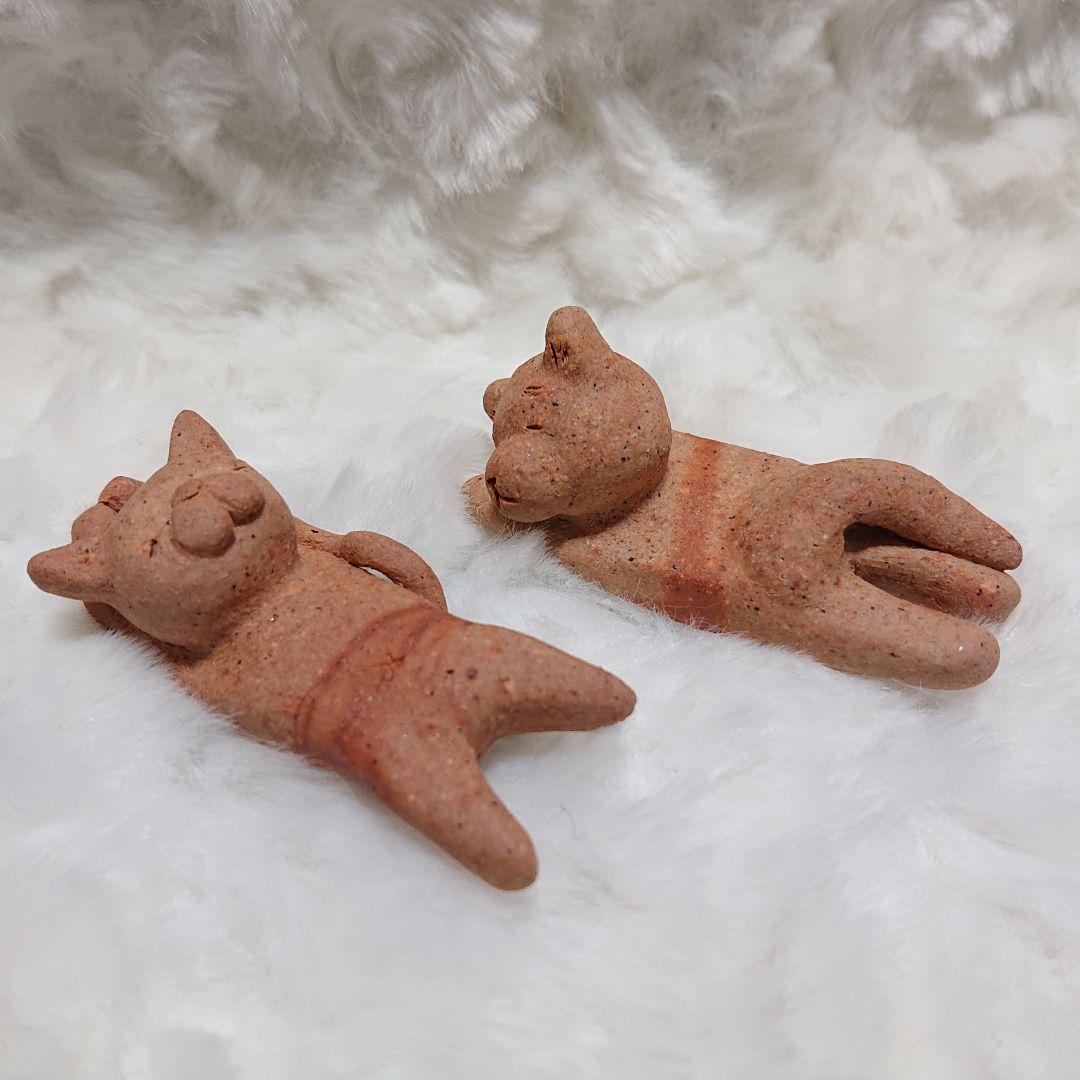 【2471】おねんね犬猫セット…備前焼