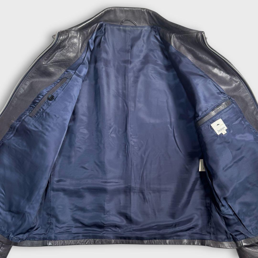 Lサイズ ヒピハパ 牛革 ライダースジャケット レザー パープル 本革 メンズ3