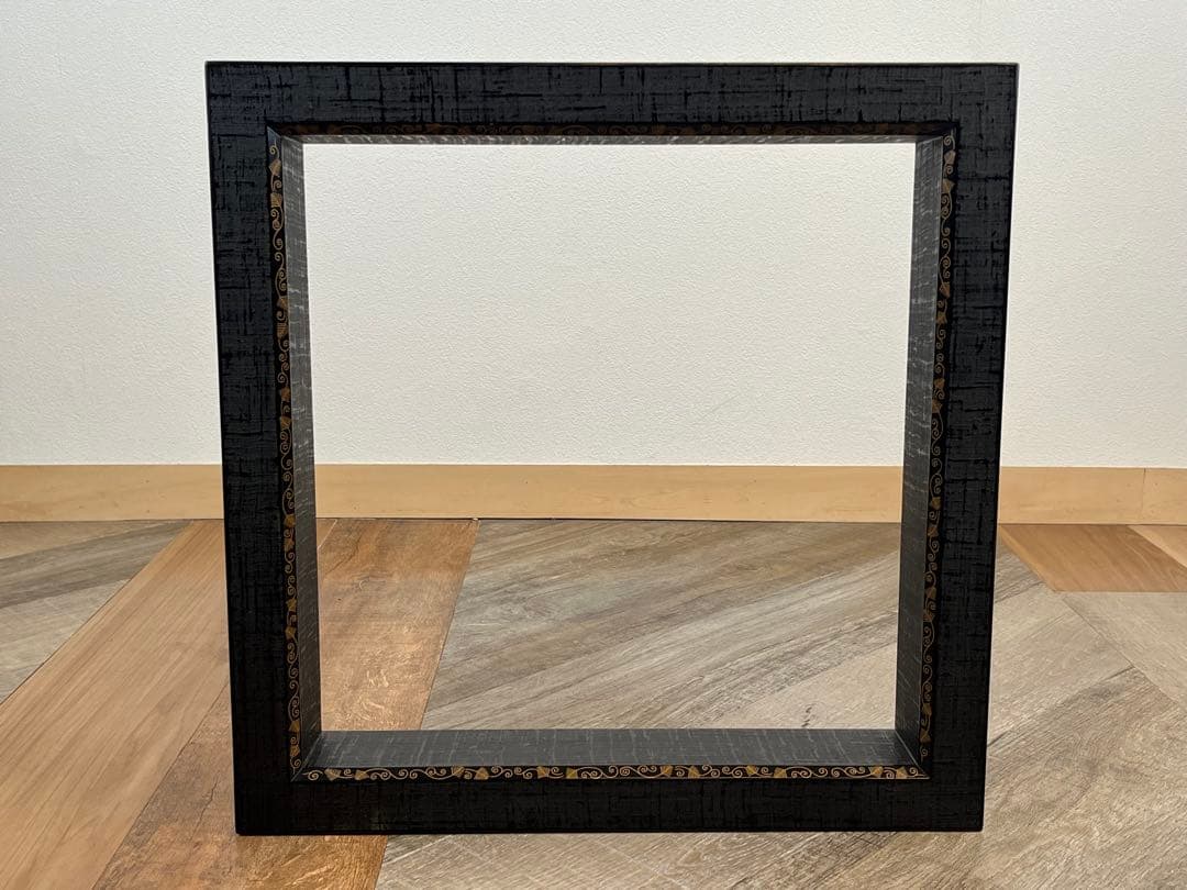 平安 上杉満樹 造 布摺漆 蒔絵 黒 炉縁 共箱 茶道具