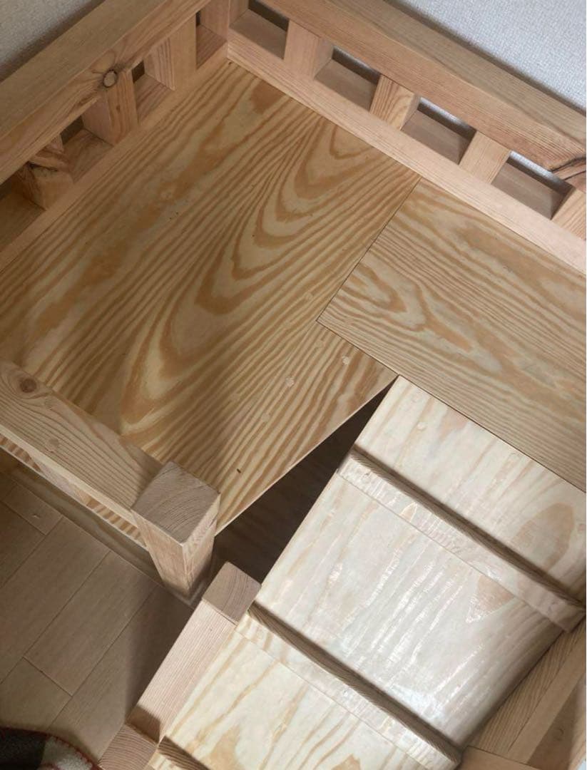 【職人手作り】木製 2階建て ドッグハウス スロープ　無垢材 おしゃれインテリア