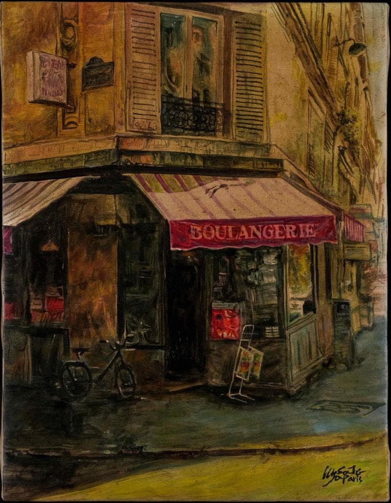 佐伯祐三　油彩　肉筆『街角』表と裏サイン　佐伯米子鑑定　F6号　額無　b630