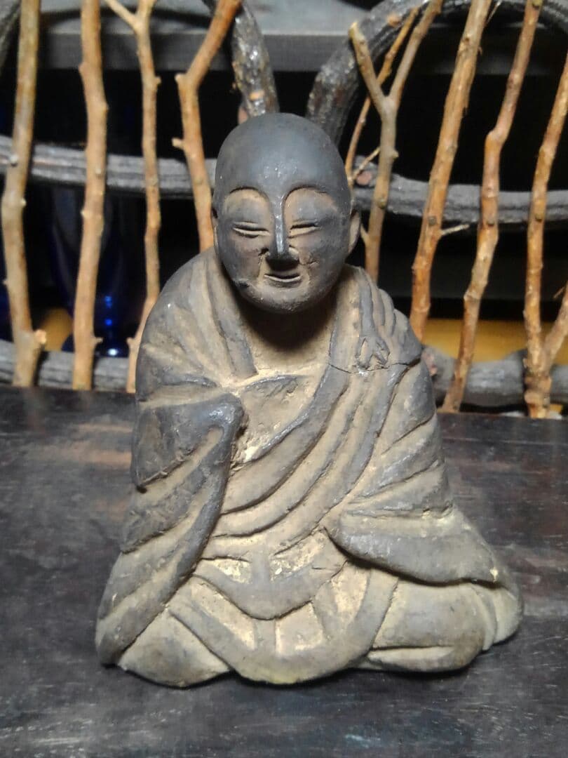 ♥陶製　とても古い　仏像　１　座像　仏様　仏壇　仏具　骨董