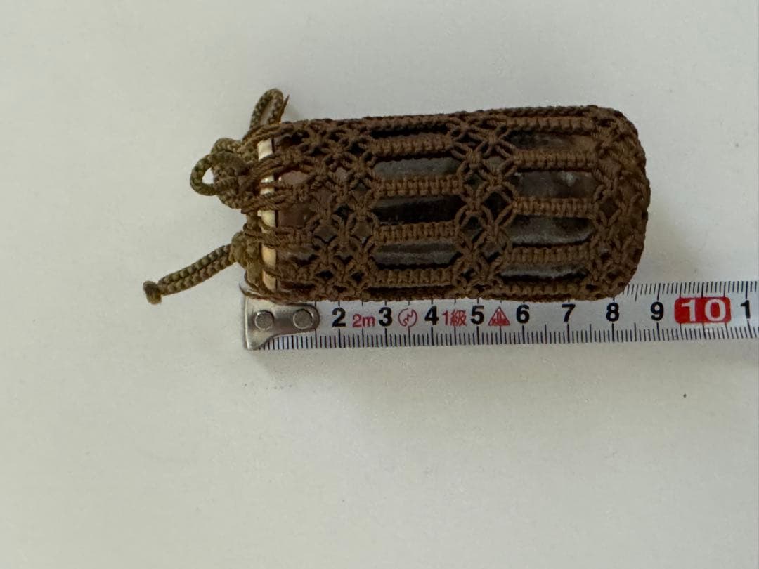 笹山焼 柿釉 筒茶巾筒（茶道具)・網袋・箱付