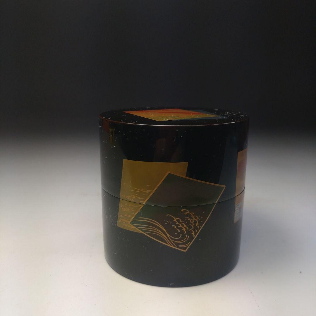 イ269 棗『蒔絵師　千峯作』『色紙蒔絵　中次　棗　共箱』漆塗 茶道具