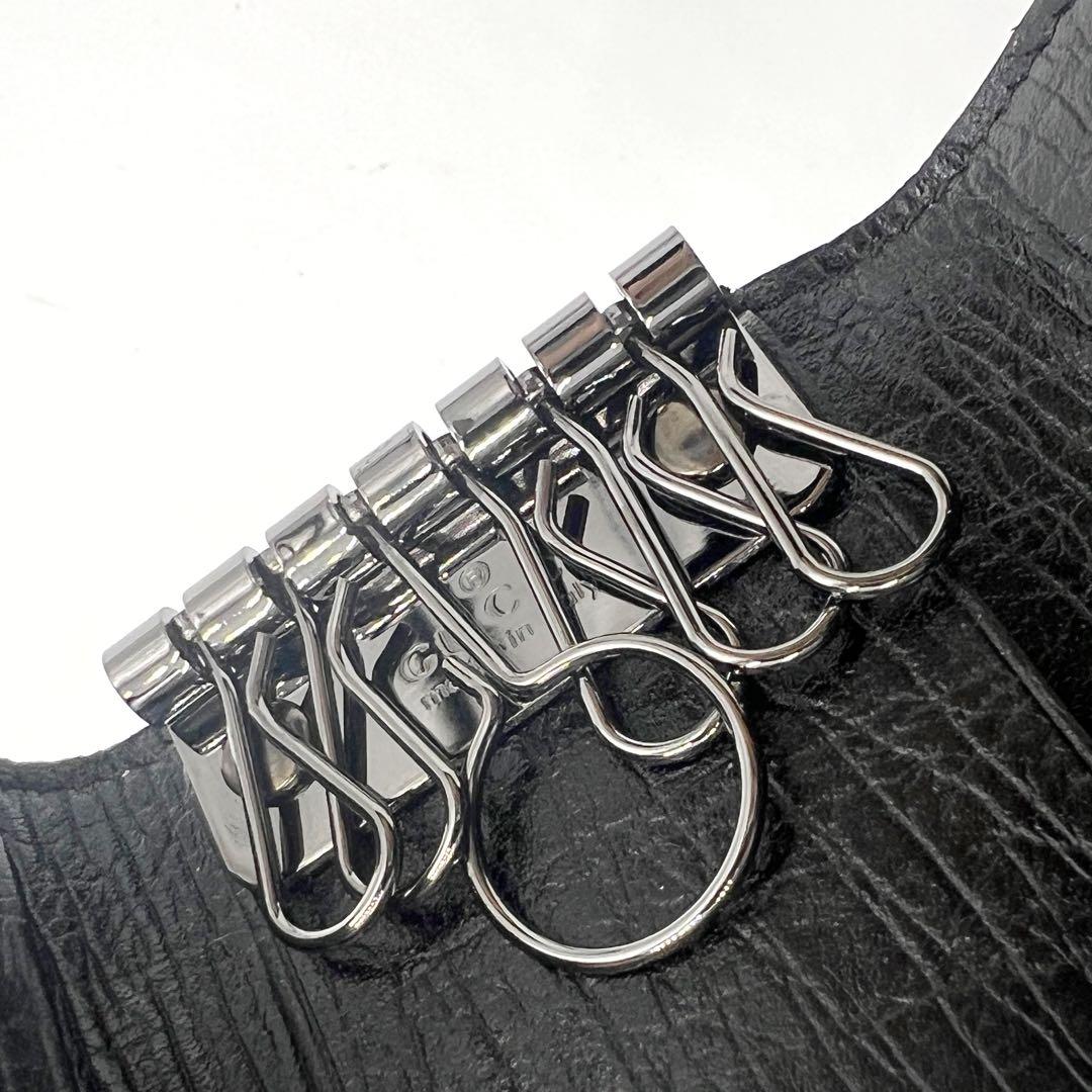 極美品 グッチ GGスプリーム PVC 6連 キーケース 138093 ブラック