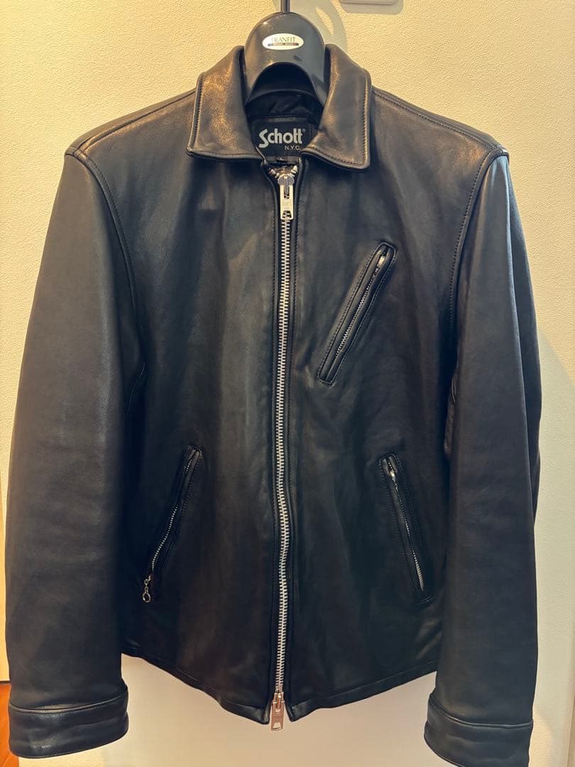 Schott ブラック レザー シングルライダース L フリークスストア別注