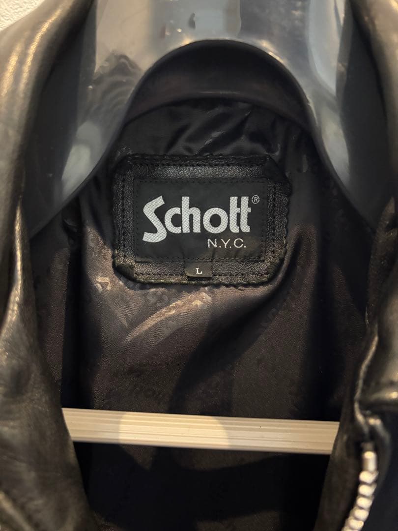 Schott ブラック レザー シングルライダース L フリークスストア別注