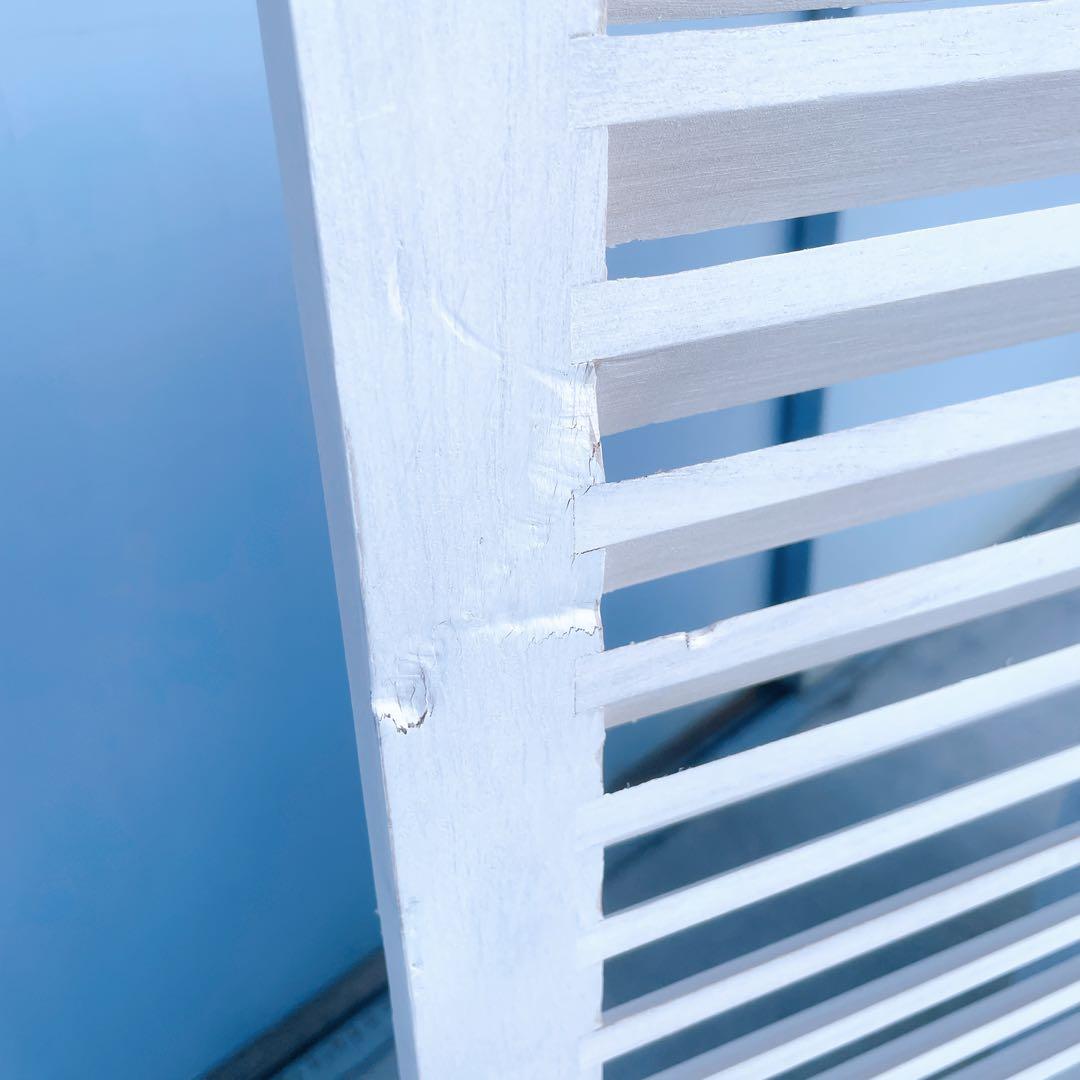 【美品/送料込】北欧風 木製4連パーテーション 衝立 白家具 間仕切り