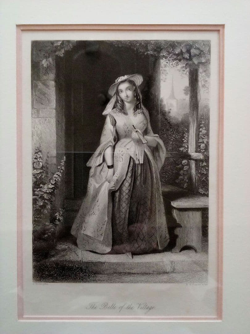 イギリス 銅版画 (エッチング技法) 婦人像