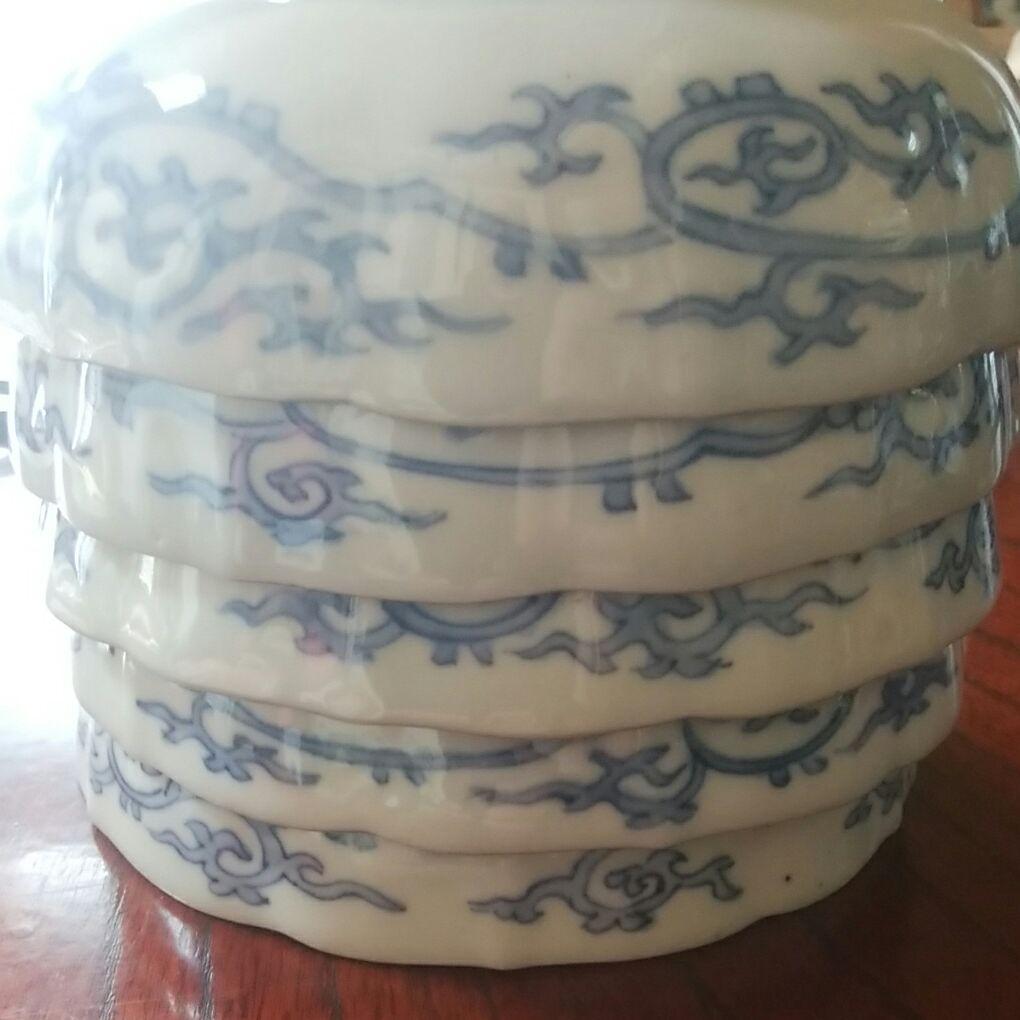 168  古伊万里　金採錦　輪花　膾皿　5客