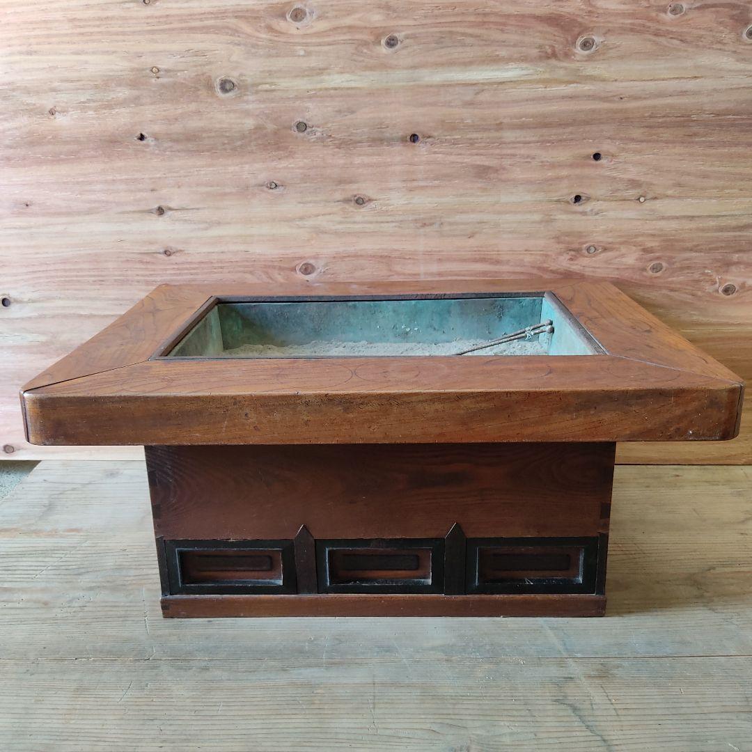 欅製 関西火鉢 長火鉢 骨董 アンティーク 火鉢