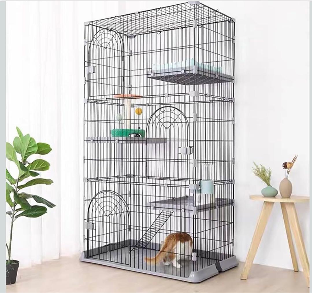 キャットケージ 大型 ペットケージ 組み立て簡単 脱走防止 日本語説明書