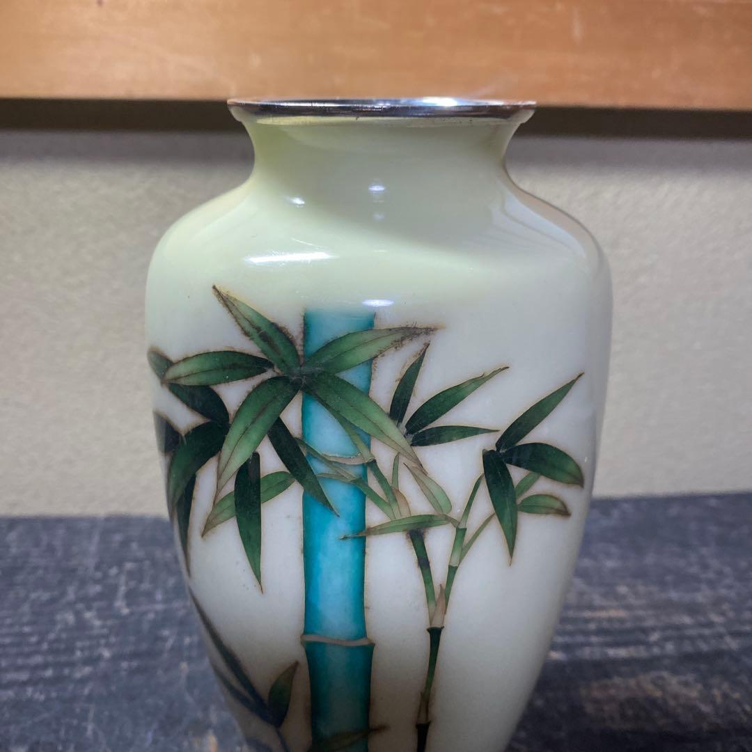 古玩　竹図七宝花瓶