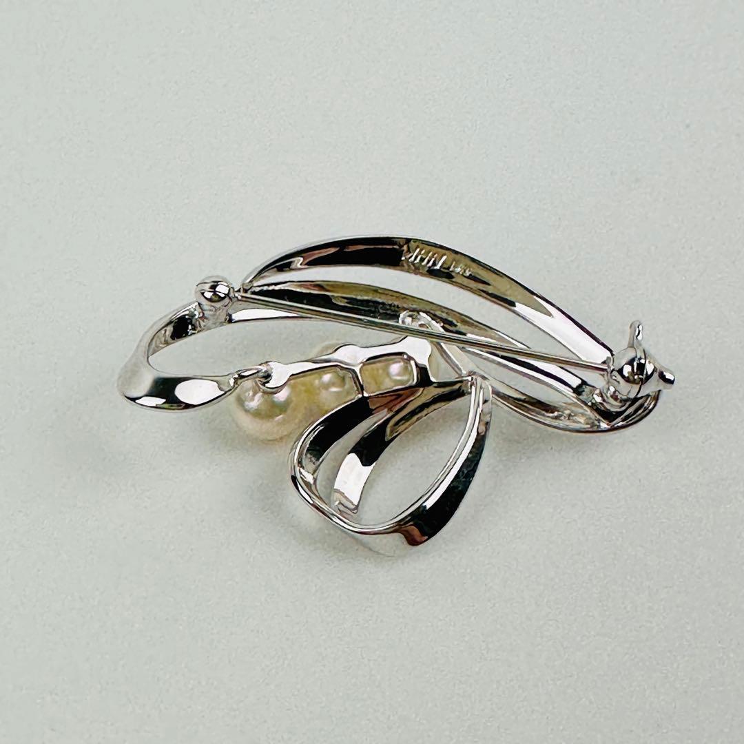 美品　ミキモト　シルバー 真珠 ブローチ　コサージュ　アクセサリー　ロゴ