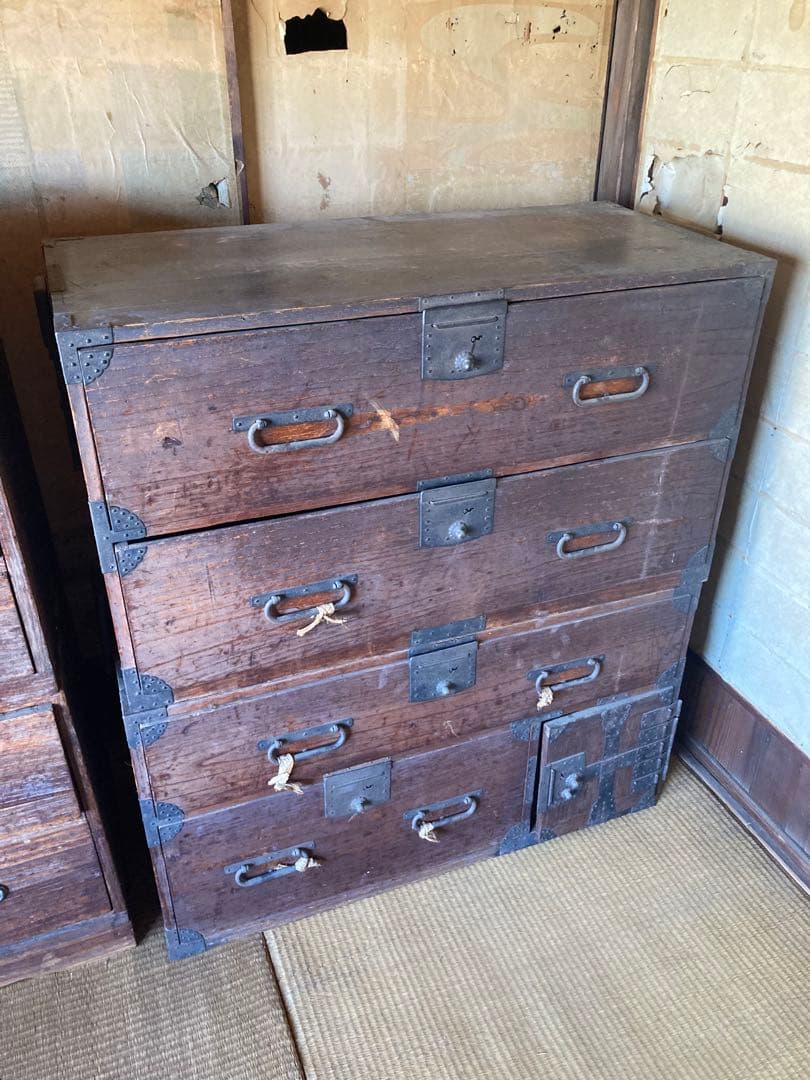 【昭和大正レトロ】アンティーク木製箪笥タンス