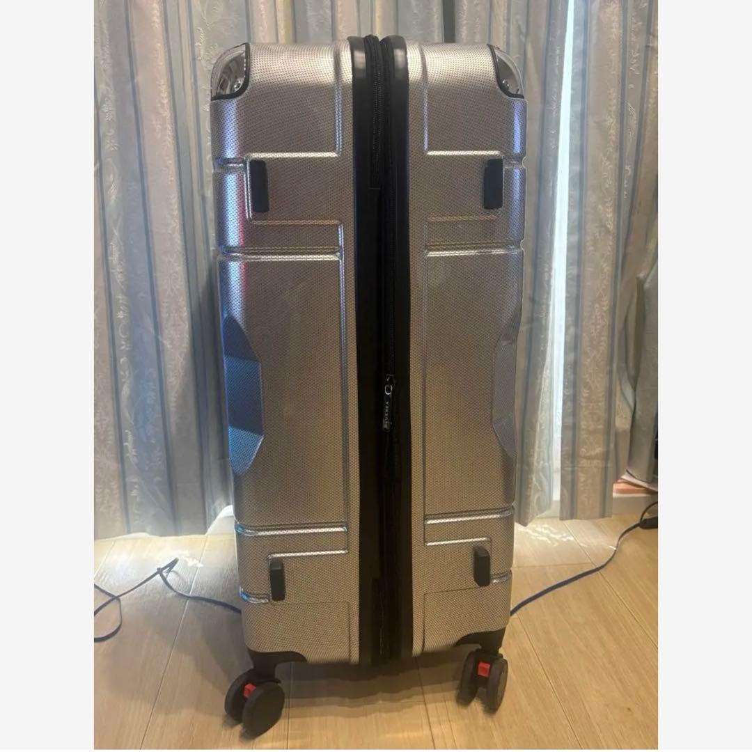 スーツケース キャリーケース 機内持ち込み可能 シルバー Lサイズ ベルト付き