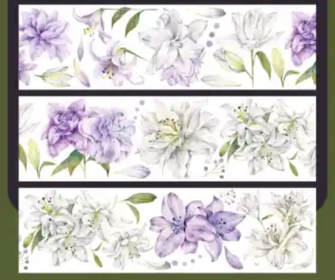 巻売 601★ 海外 マスキングテープ マステ PET 花 薔薇 人物 虹光