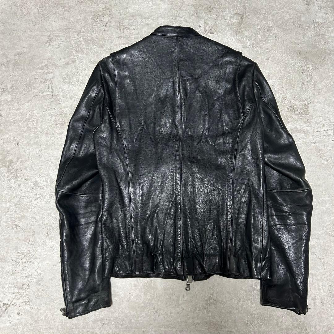 美品 SHELLAC ブラック レザーシングルライダースジャケット 46