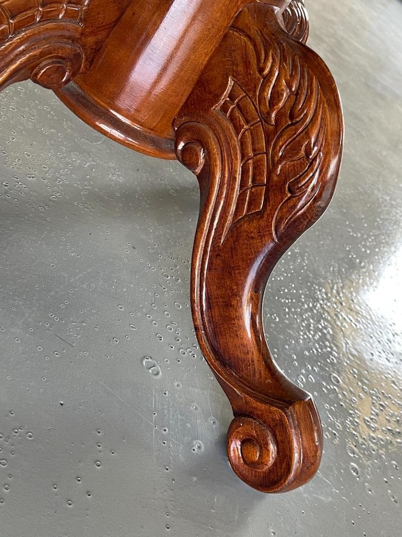 象嵌 ラウンドテーブル 猫脚 木製 直径80㎝ 丸テーブル アンティーク調