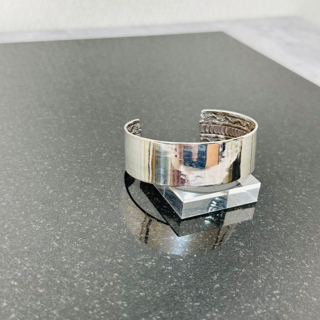 NAVAJO ナバホ 作者 レイシルバー 裏スタンプワーク シルバーバングル