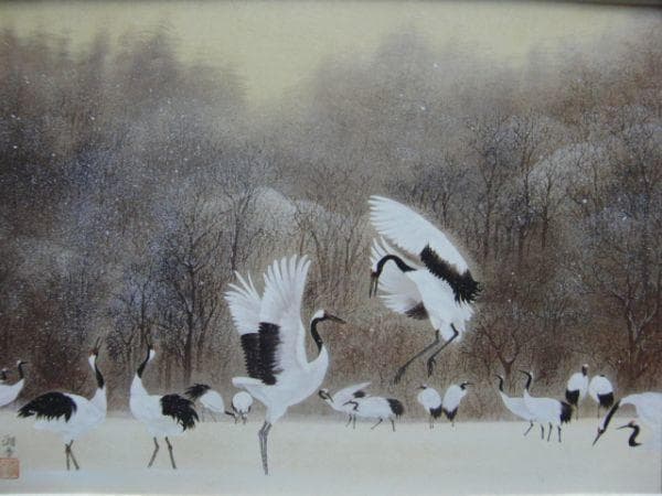 太田 湘香 【雪に舞う】 希少画集画、状態良好、新品高級額装付