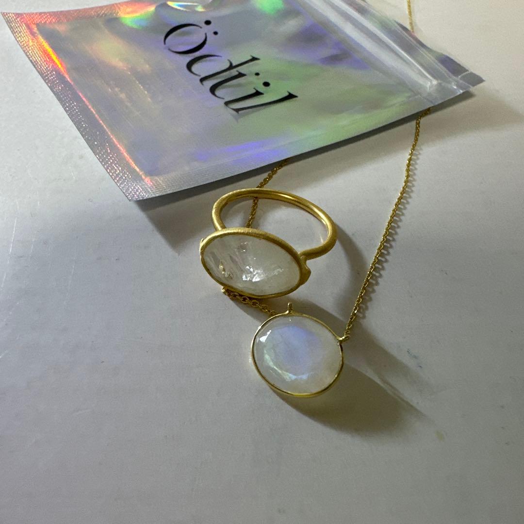 ☆Odul☆レインボームーンストーン☆ネックレス & リング☆未使用品☆