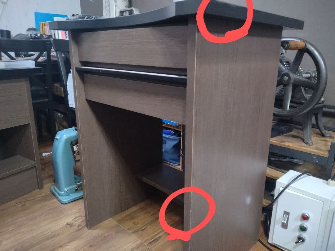 スリーティー 彫金デスク 彫金机 袖なし ウォルナットカラー