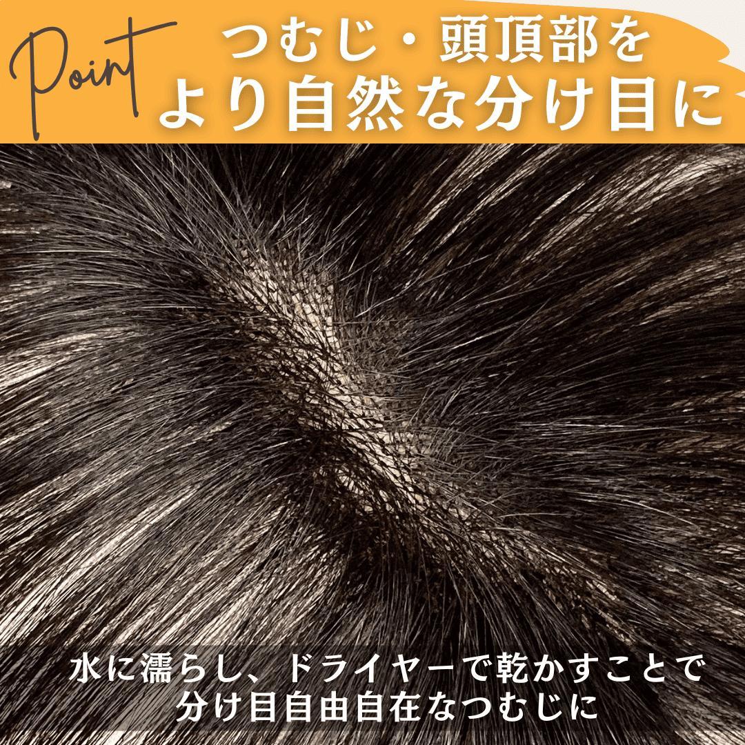ピンなし ウィッグ ピン無し部分ウィッグ 頭頂部 白髪隠し 部分 ピン不要