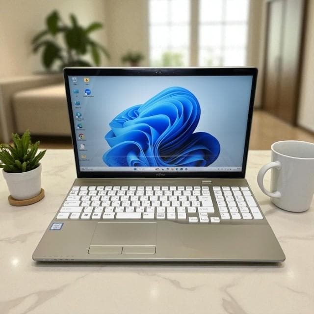 Win11★希少ゴールド！SSD256＋HDD1TB★富士通ノートパソコン