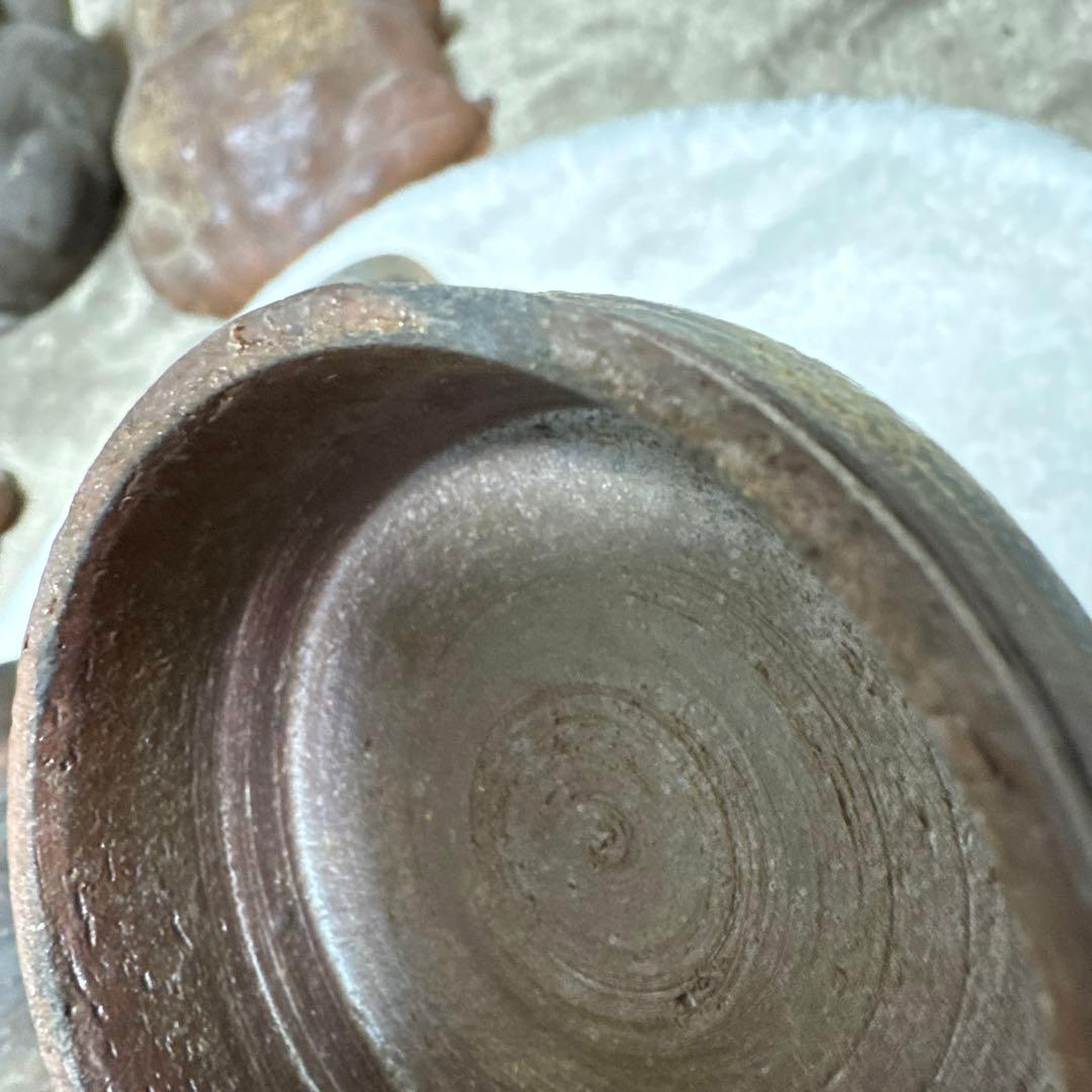 美品　備前焼　蓋付き壺　ぐい呑み2個　湯呑み1個　陶器4点セット