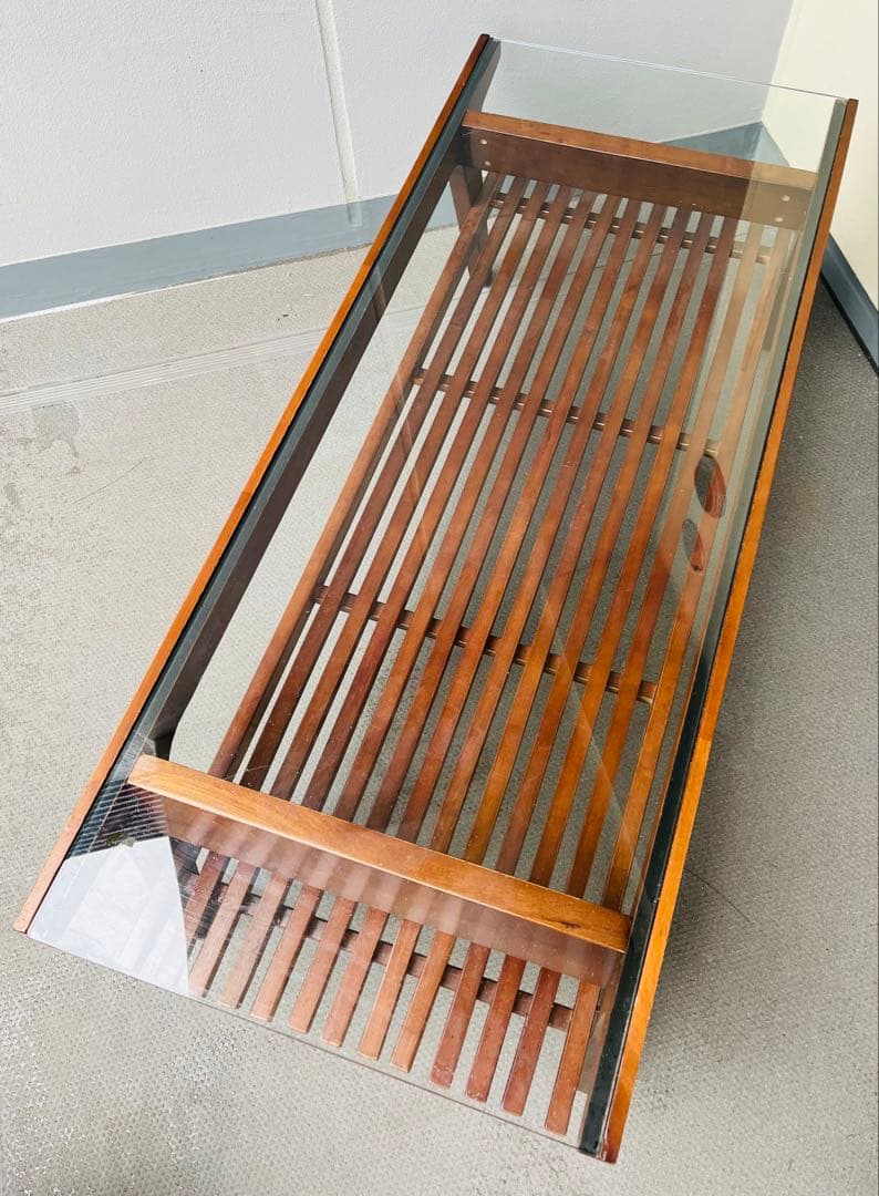 B-Company ビーカンパニー ローテーブル 木製　ガラステーブル