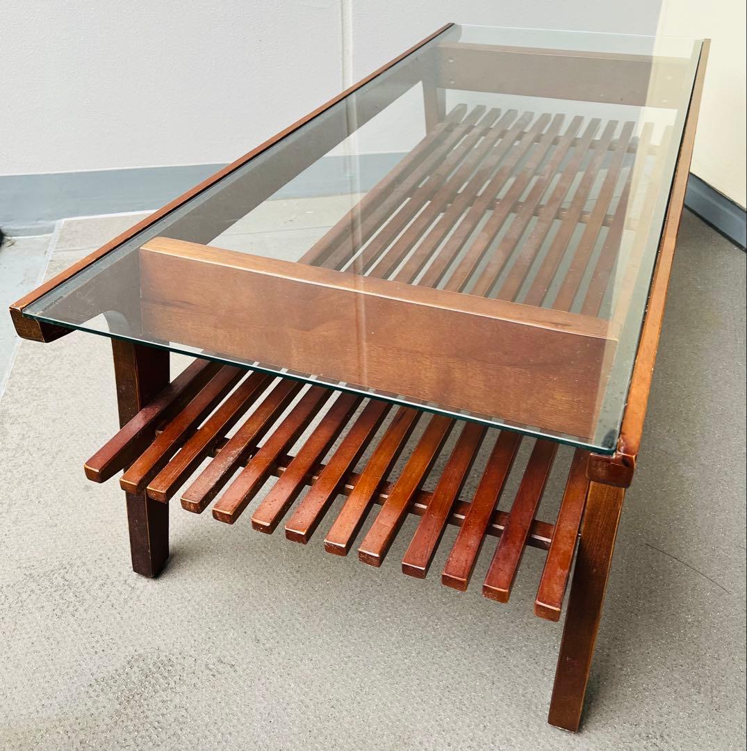 B-Company ビーカンパニー ローテーブル 木製　ガラステーブル