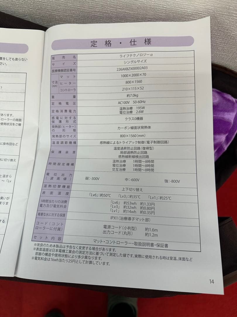 LIFE TECHNOLOGY α 4点フルセット　マットレス枕、掛布団、敷布団