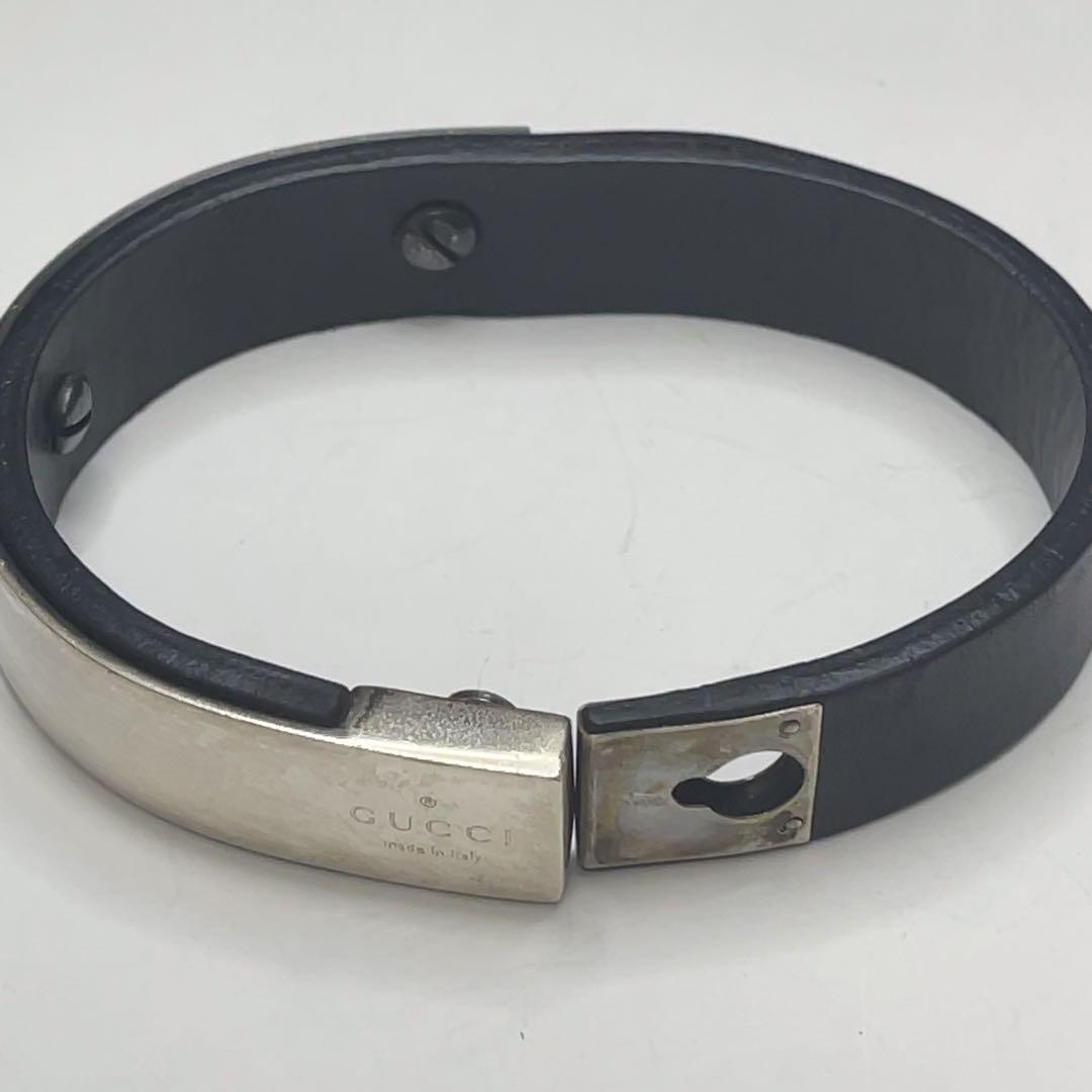 GUCCI グッチ ブレスレット ブラック レザー×シルバー 925刻印