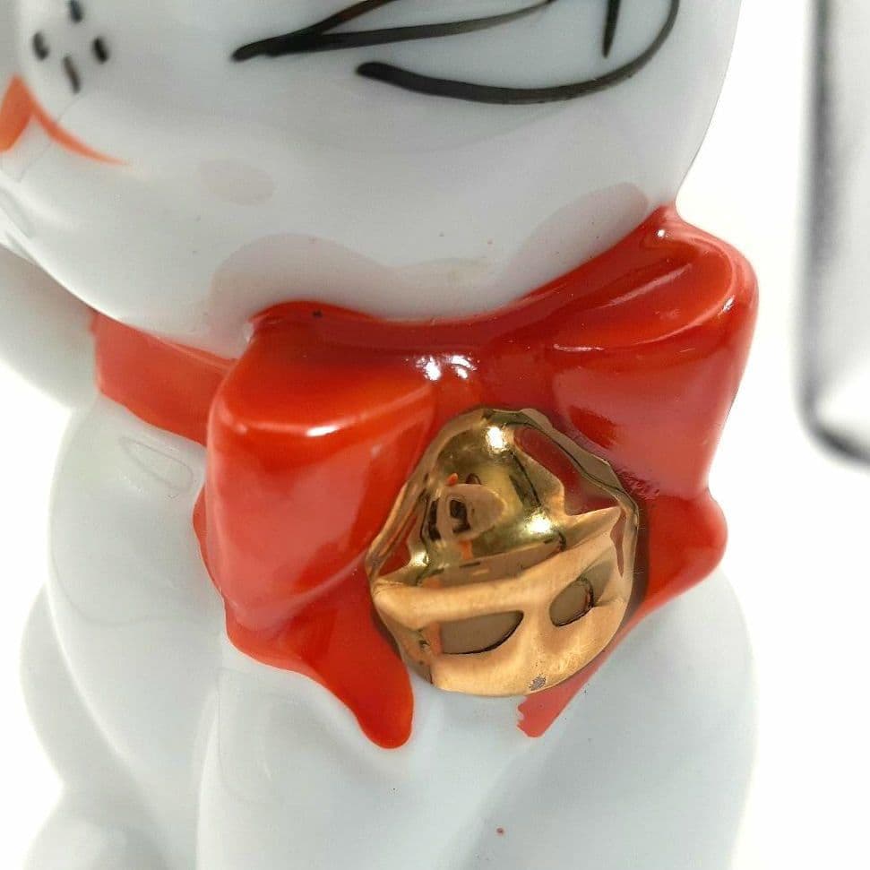 95 東海銀行ノベルティ 陶器製 リボン猫 貯金箱 2体セット 白黒 非売品